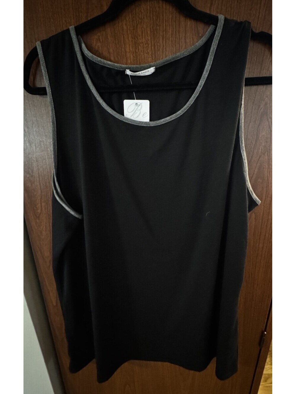 COOFANDY Mens XL Black Gray Trim Sleeveless Tank Top Casual NWT